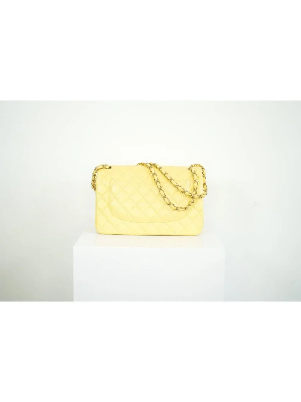 Chanel Flap Caviar Large Double Flap Yellow Full Set